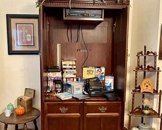 Entertainment Center , DVD’s, VHS Tapes, Corner Curio Shelf