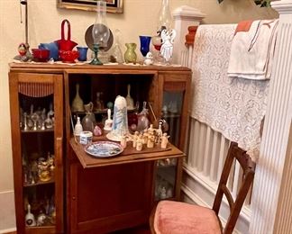 Antique Secretary Desk/Curio Cabinet, Vintage Bell Collection