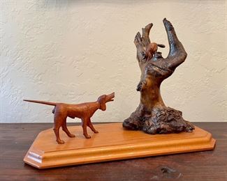 Wood Carved Hound Dog