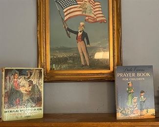 WWI Uncle Sam Poster “The Love of Freedom”, Vintage Dale Evans Prayer Book For Children