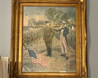 Berlin of Bust Pershing In France Uncle Sam WW1 Recruitment Poster