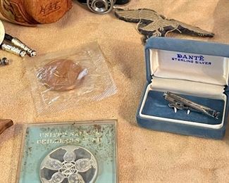 Vintage HIT Mini Spy Camera with Leather Case, Sterling Silver Proof Franklin Mint, Sterling Silver Tie Bar