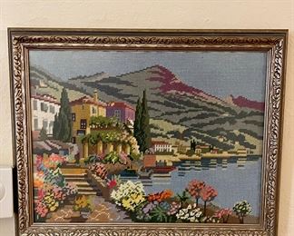 Vintage Needlepoint Framed Picture