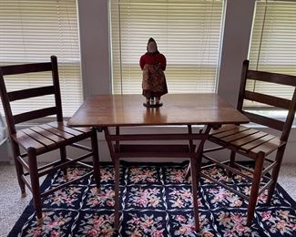 Antique Folding Table, Antique Wood Slate Chairs