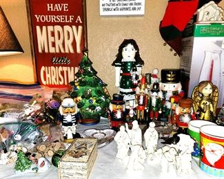 Nutcrackers, signs and Christmas decorations
