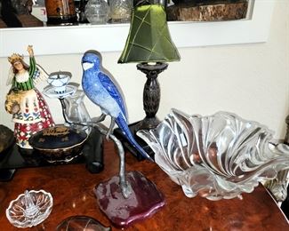 Lamps, crustal, bird candlestick, Jim Shore