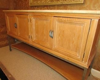 Item 5: Lexington Furniture (Made in USA) blondewood, painted metal, and travertine top sideboard. 6’ long x 20” deep x 39” tall. PRICE: $750.00