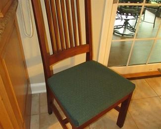 Item 15: L. & Sons Woodshop of Apple Creek, Ohio cherry Mission-style dining table with (8) chairs. (six side chairs and two arm chairs). Also with (2) leaves that are each 1’ wide. Table without leaves is 5’ long x 42” wide x 30” tall. PRICE: $1,200.00