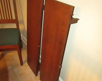 Item 15: L. & Sons Woodshop of Apple Creek, Ohio cherry Mission-style dining table with (8) chairs. (six side chairs and two arm chairs). Also with (2) leaves that are each 1’ wide. Table without leaves is 5’ long x 42” wide x 30” tall. PRICE: $1,200.00