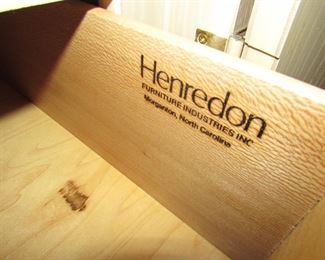 Item 25: Henredon campaign style blonde oak wardrobe cabinet. 43” wide x 62” tall x 18” deep. PRICE: $495.00