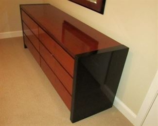 Item 33: Henredon 6-drawer dresser with mirror. 71” long x 28.5” tall x 19” deep. Mirror measures 34” wide x 47.5” long. PRICE: $750.00