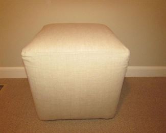 Item 41: Chicago Textile Corp. slipcovered ottoman. 19” wide x 21” tall x 19” deep. PRICE: $125.00