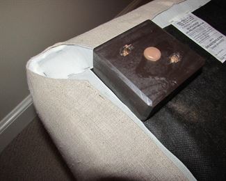 Item 41: Chicago Textile Corp. slipcovered ottoman. 19” wide x 21” tall x 19” deep. PRICE: $125.00