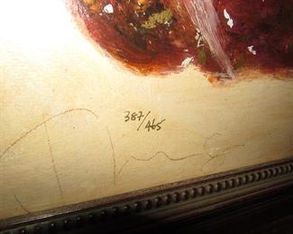 Item 44: Roy Fairchild-Woodard “Sound of Moon” signed limited edition serigraph in quality frame with museum plexiglass. Framed dimensions are 48.5” high x 65” wide. Frame is approximately 2.5” thick. PRICE: $1,750.00