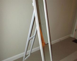 Item 63: Umbra white painted floor mirror. PRICE: $125.00