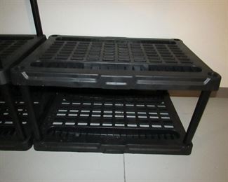 Item 54: Plastic 2-shelf storage shelf. 3’ wide x 24” deep x 19” tall. PRICE: $18.00