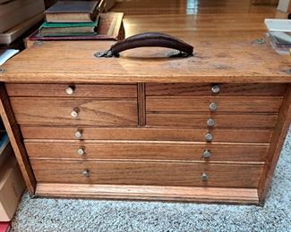 ANTQ. WOODEN MACHINIST TOOL CHEST