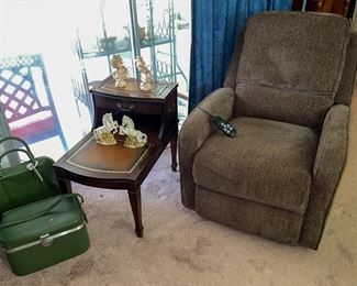 Power Recliner and Vintage Amelia Earhart Luggage