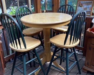 Oak Bar Table with 4 Chairs