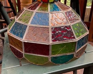 1970's Stained Glass Hanging Lamp Shade