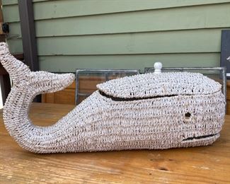 Rattan Whale Basket with Lid