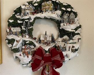 The Hamilton Collection Thomas Kinkade Victorian Christmas Village Wreath