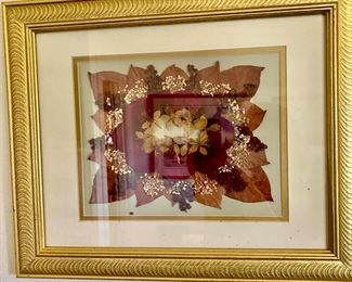 Framed and Matted Dried Flower Artwork