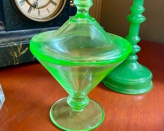 Uranium Glass Candy Dish with Lid