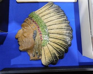 Cast Metal Indian Chief plaque