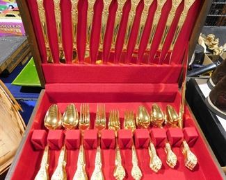 Gold tone flatware