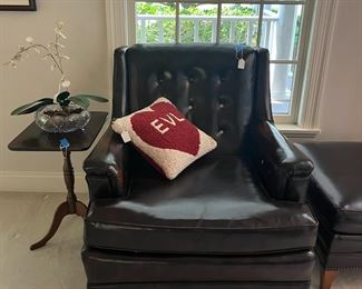 Leather chair and matching ottoman by Conley Furniture
