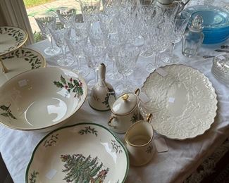 Lenox Christmas china and Waterford Lismore
