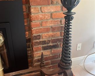 close up of one of the andiron sets