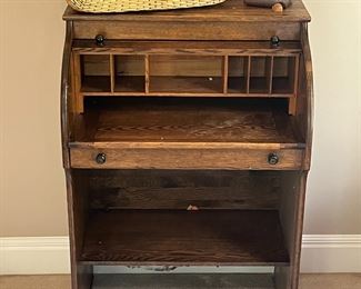 child's size antique oak roll top desk