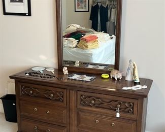 walnut dresser and mirror