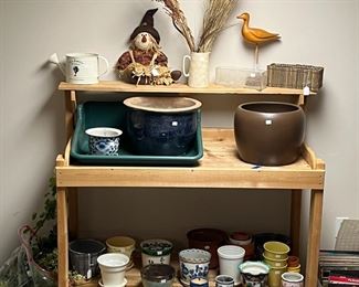 pottery and oak work table