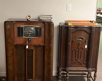 antique walnut floor radios