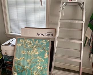 art posters and aluminum ladder