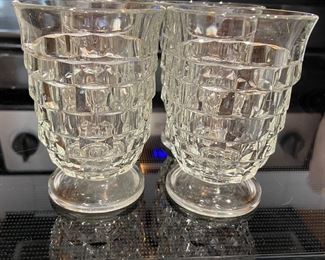 Set of ( 4 ) 1980's Lancaster Colony AMERICAN WHITEHALL Footed 6 Ounce Juice Glass
