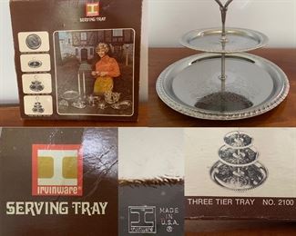Vintage Irvinware USA Chrome 3 Tier Tray no 2100