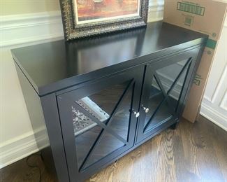 Black X Front/Glass Cabinet  44" W x 16" D x 33.5" H $350