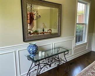 Glass Console Table  49.5" W x 18" D x 28" H  $295