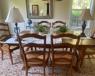 Dining Table and 6 Dining Chairs / 2 Leaves  76" W x 44" D x 30" H    leaves - 18" each $850
