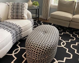 Oval Black and White Ottoman 36" W x 21" D x 18" H  $450