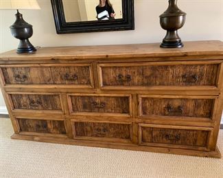 8 Drawer Pine Credenza  81" W x 18.5" D x 35.5" H $475 