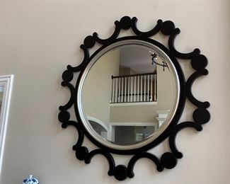 Black Round Mirror 42" D $195