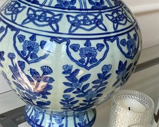 Blue & White Vases, Pair  9.5" W x 14" H  $100