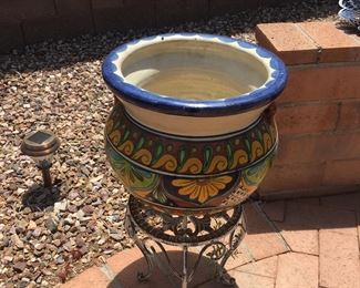 Talavera pot & metal stand (priced separately(