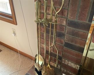 . . . brass fireplace tool set