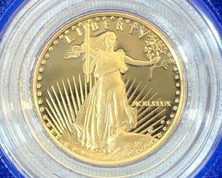 1989 Gold American Eagle $5 Proof Coin 1/10th Oz
